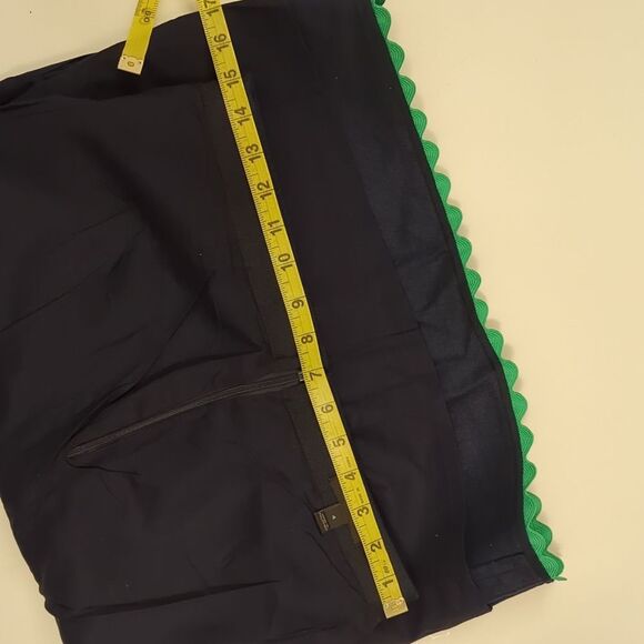 J. CREW Nwot navy blue 100 % linen knee skirt with green ric rac hem new no t… - Picture 9 of 9